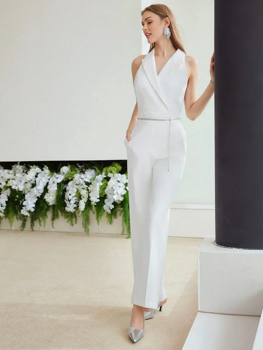 PREMIUM WOVEN STRUCTURED PRESS CREASE JUMPSUITHOLIDAY PARTY BIRTHDAY FORMAL EVENING OCCASSION