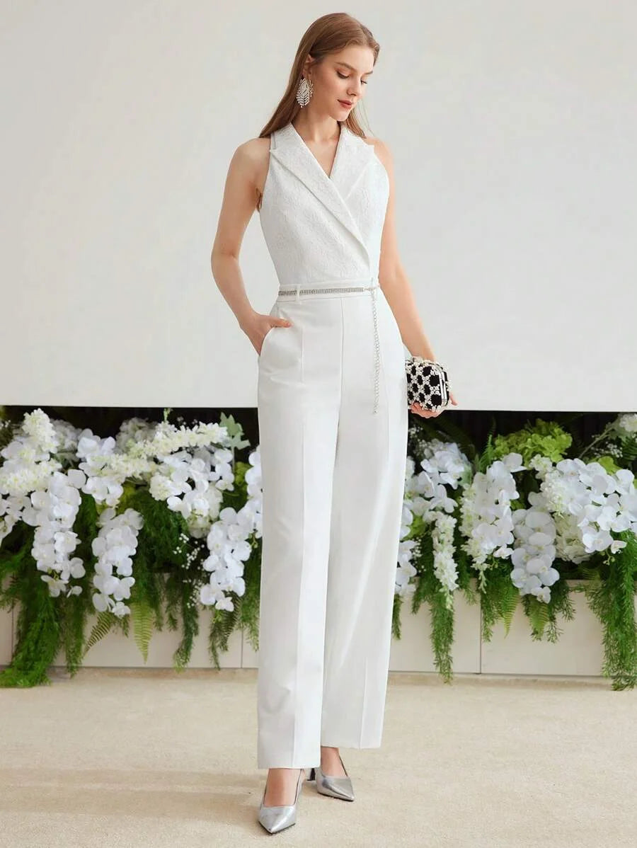 PREMIUM WOVEN STRUCTURED PRESS CREASE JUMPSUITHOLIDAY PARTY BIRTHDAY FORMAL EVENING OCCASSION