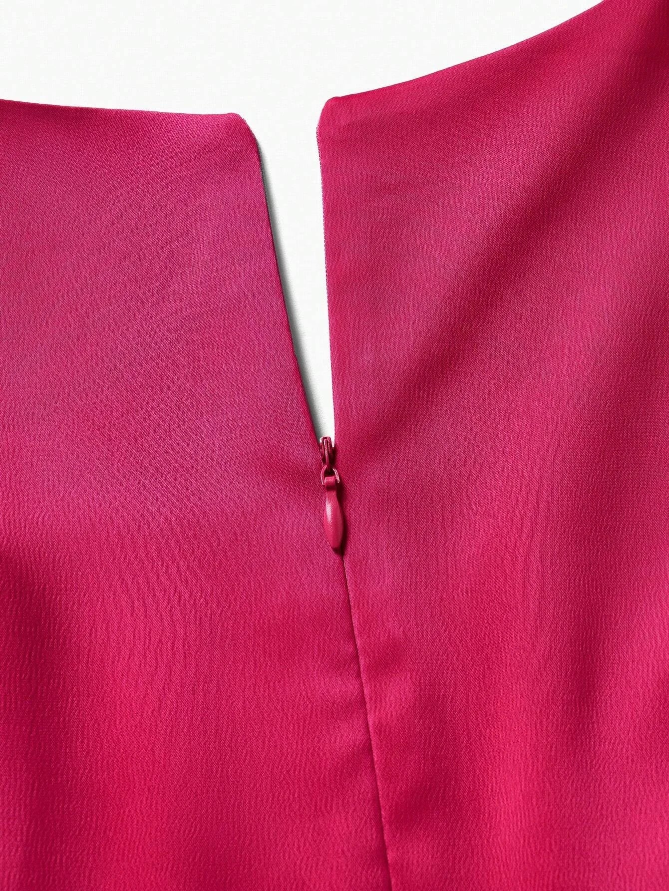 PREMIUM WOVEN SURPLICE NECK RUFFLE TRIM DRESS FOR WOMEN