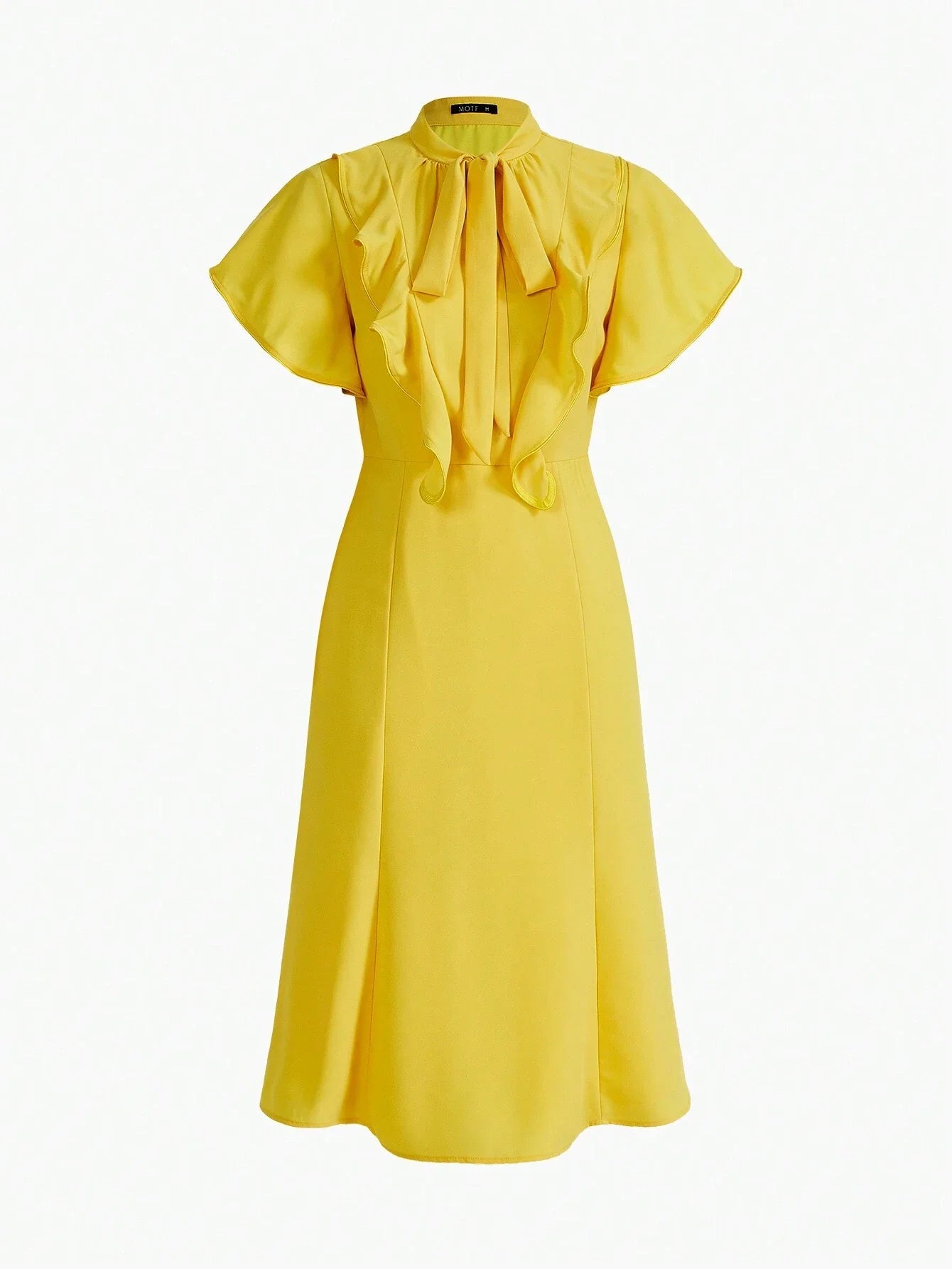 PREMIUM WOVEN TIE NECK RUFFLE TRIM DRESS FOR WOMENSUMMER OUTFITS