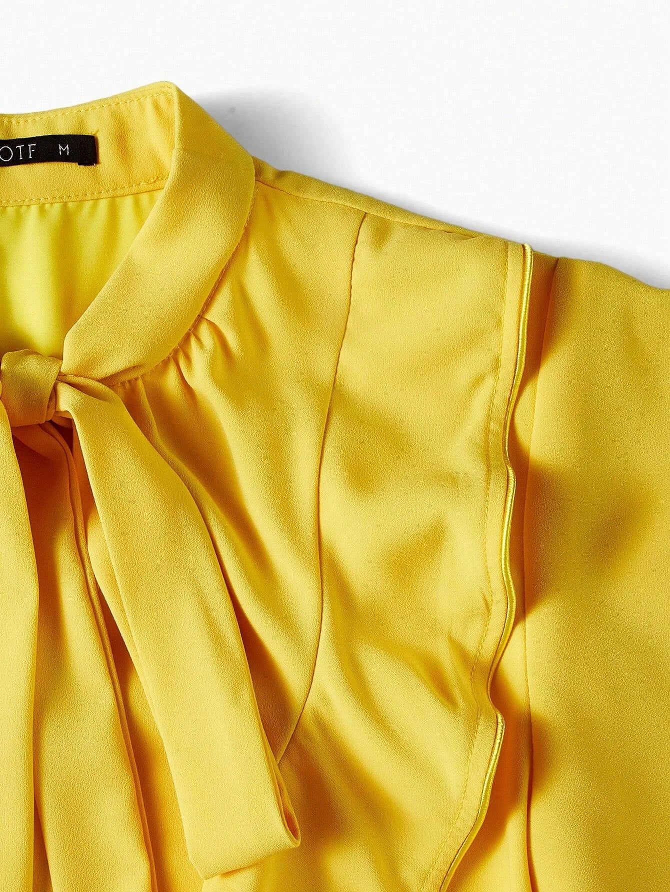 PREMIUM WOVEN TIE NECK RUFFLE TRIM DRESS FOR WOMENSUMMER OUTFITS