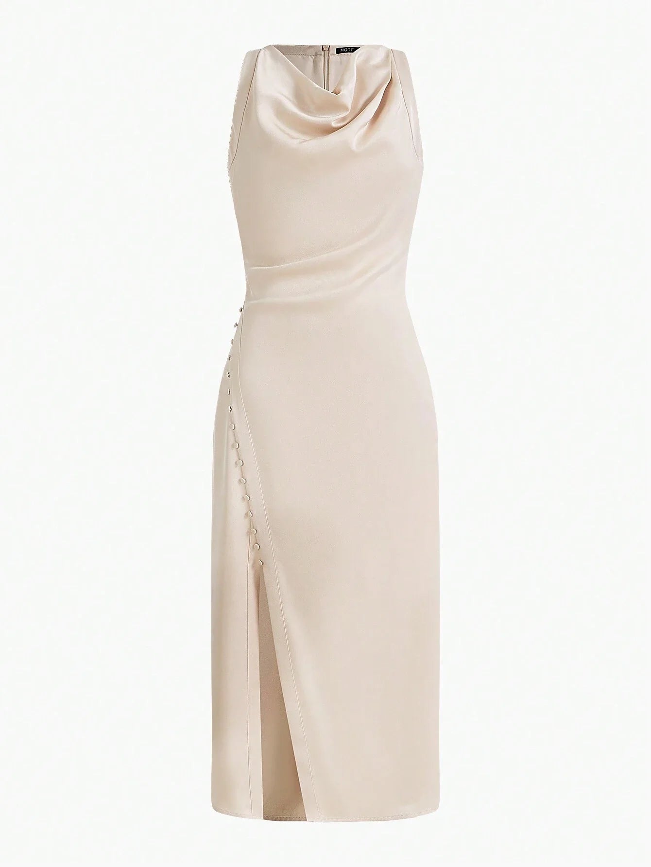 PREMIUM WOVEN WOMENS COWL NECK BUTTON SPLIT HEM DRESSHOLIDAY PARTY BIRTHDAY FORMAL EVENING OCCASSION