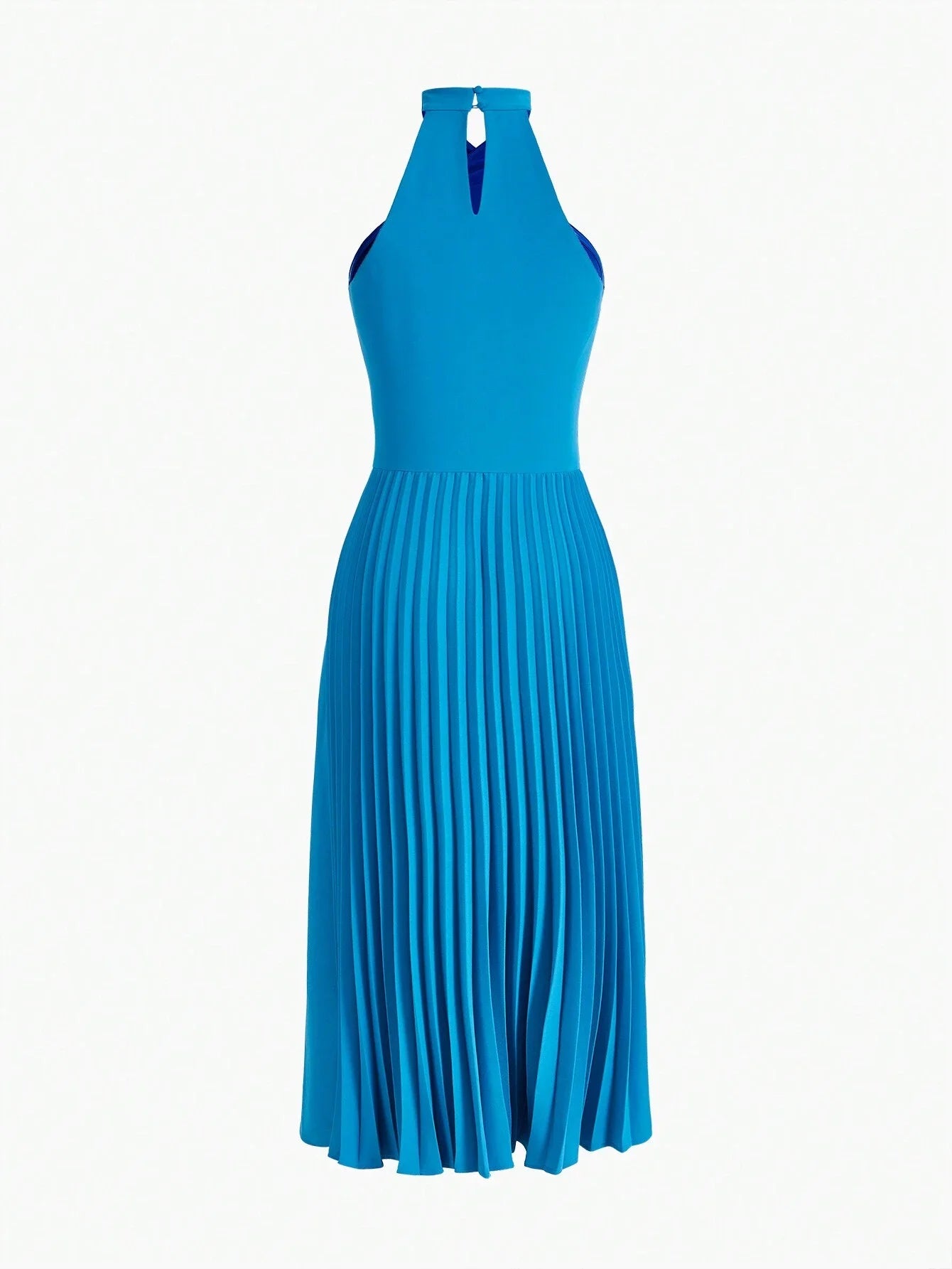 PREMIUM WOVEN WOMENS CRISSCROSS HALTER NECK PLEATED PANEL DRESSHOLIDAY PARTY BIRTHDAY FORMAL