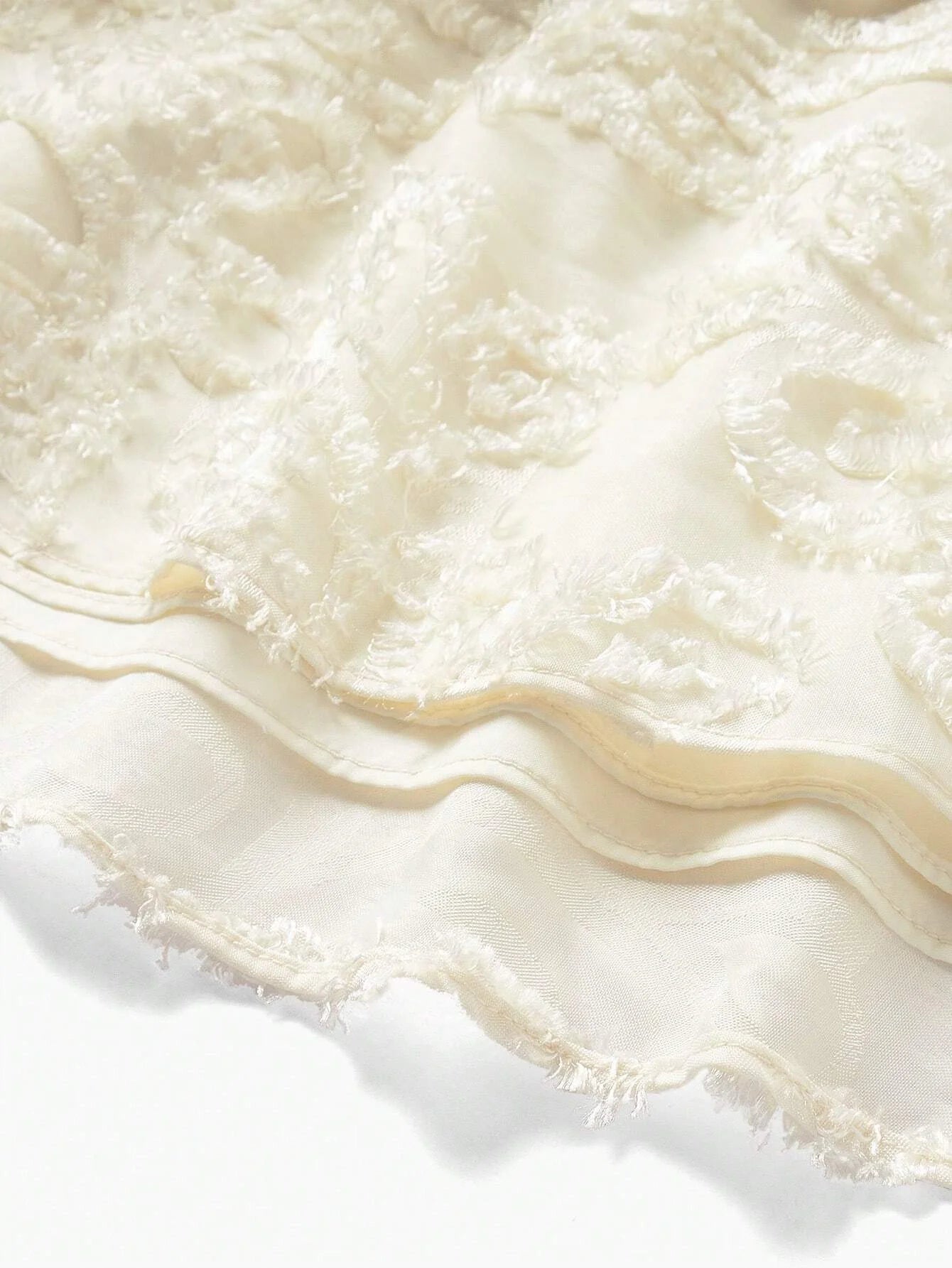 PREMIUM WOVEN WOMENS JACQUARD APPLIQUE LAYERED RUFFLE HEM DRESS