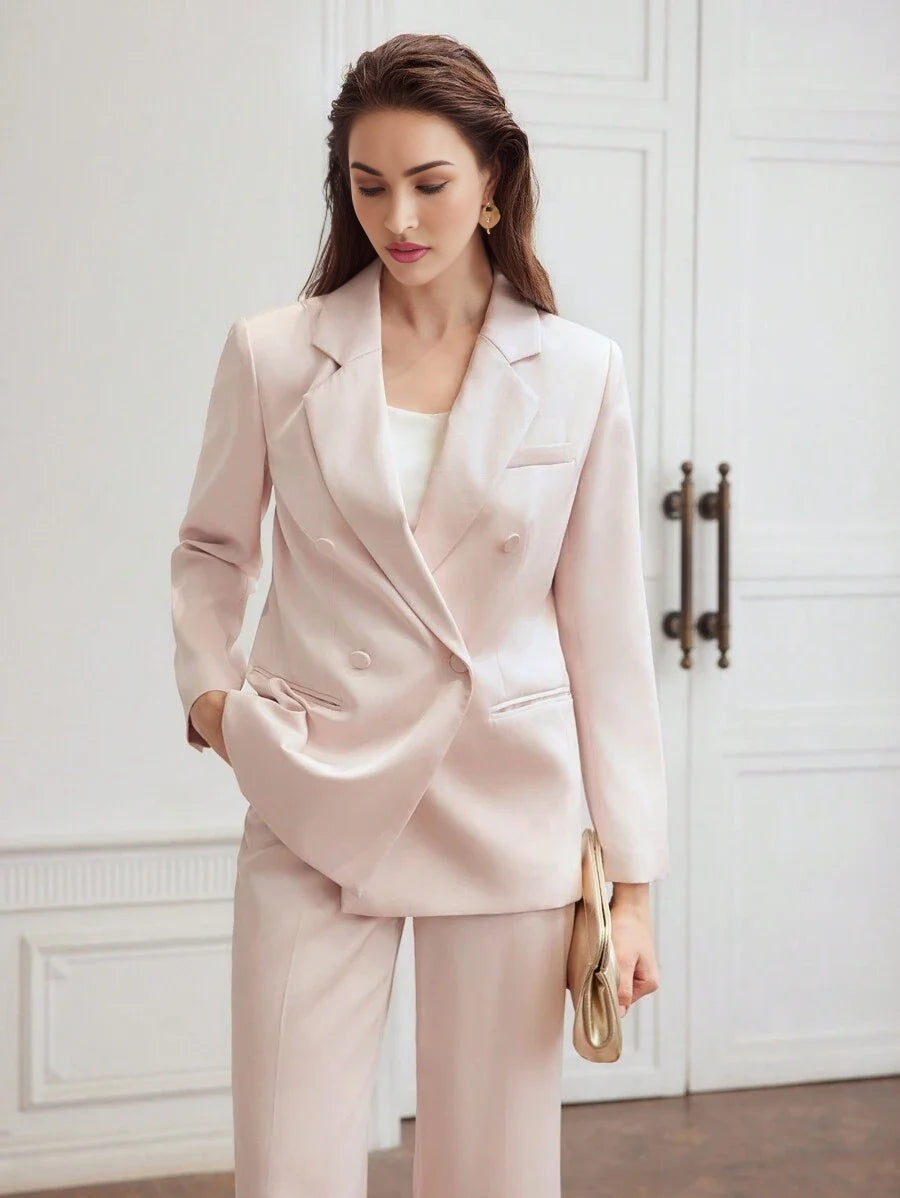 PREMIUM WOVEN WOMENS LAPEL COLLAR DOUBLEBREASTED BLAZERHOLIDAY PARTY BIRTHDAY FORMAL EVENING