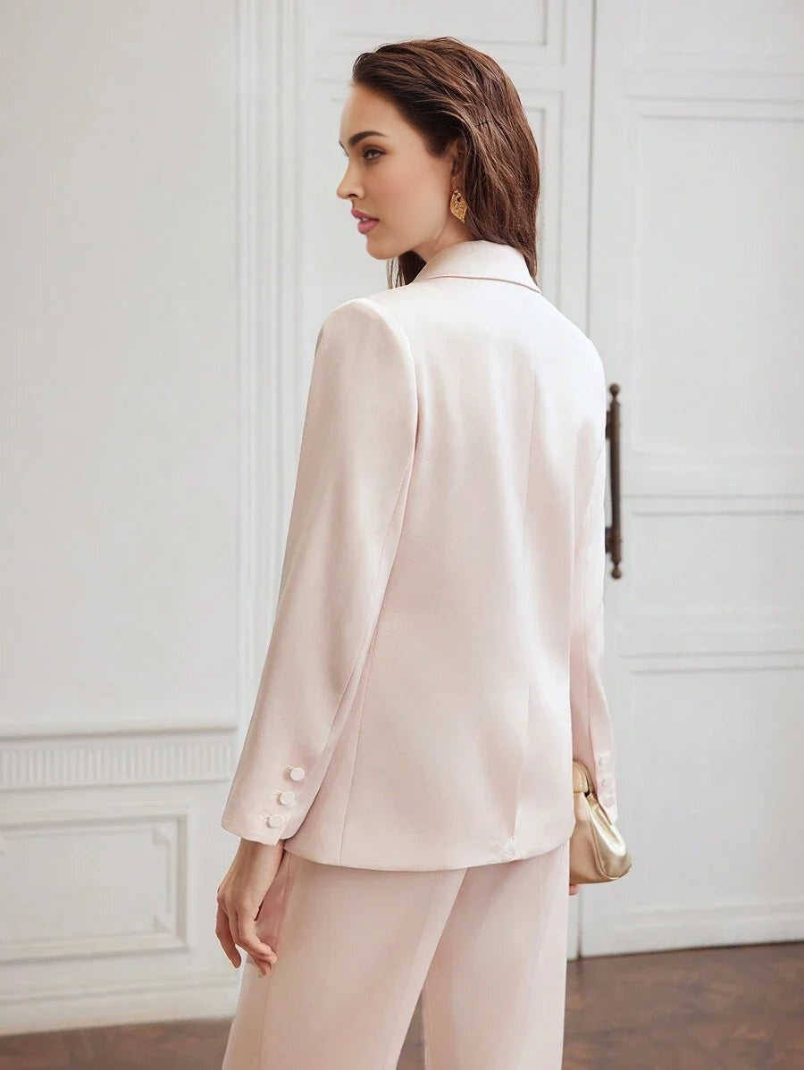 PREMIUM WOVEN WOMENS LAPEL COLLAR DOUBLEBREASTED BLAZERHOLIDAY PARTY BIRTHDAY FORMAL EVENING