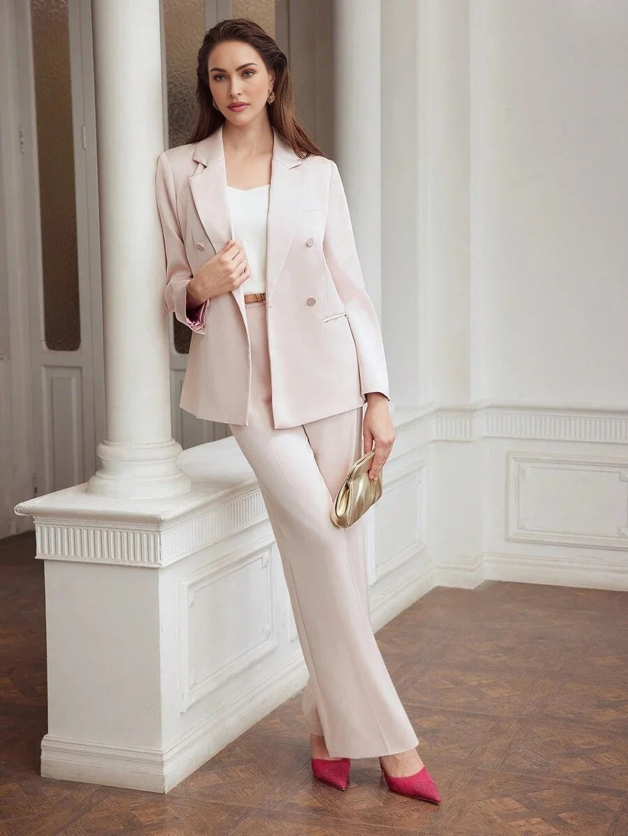 PREMIUM WOVEN WOMENS LAPEL COLLAR DOUBLEBREASTED BLAZERHOLIDAY PARTY BIRTHDAY FORMAL EVENING