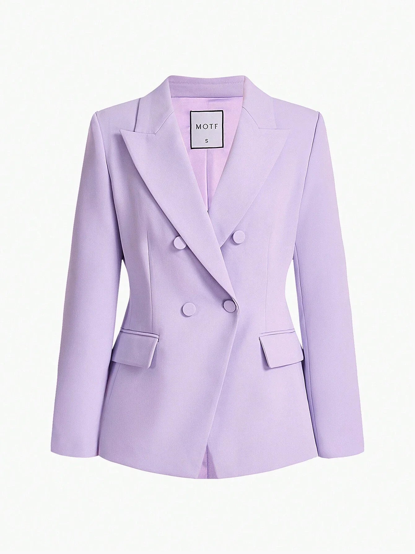 PREMIUM WOVEN WOMENS SOLID PEAK COLLAR BLAZER