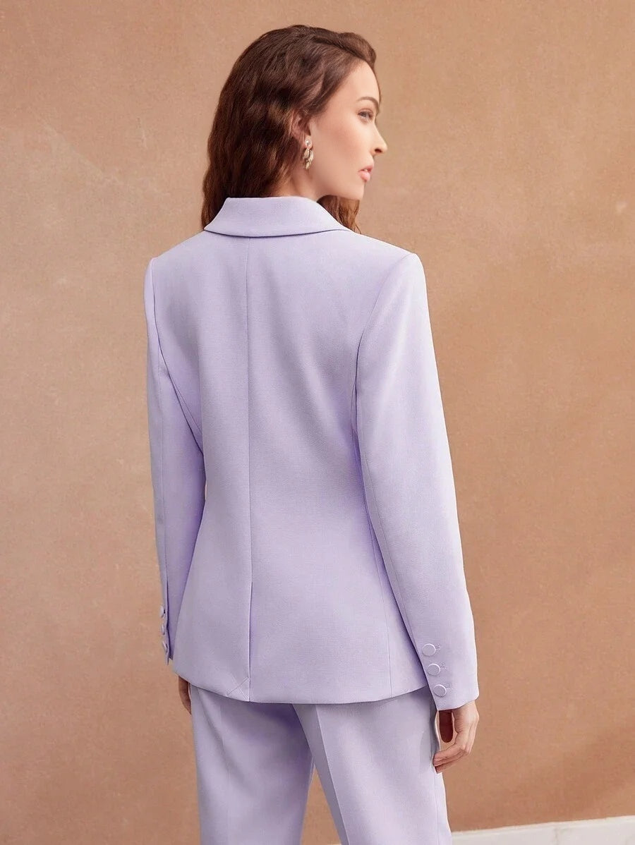 PREMIUM WOVEN WOMENS SOLID PEAK COLLAR BLAZER