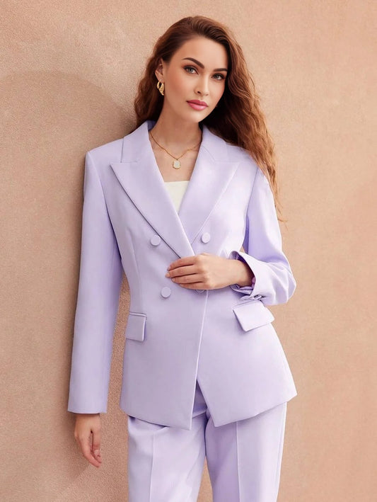 PREMIUM WOVEN WOMENS SOLID PEAK COLLAR BLAZER