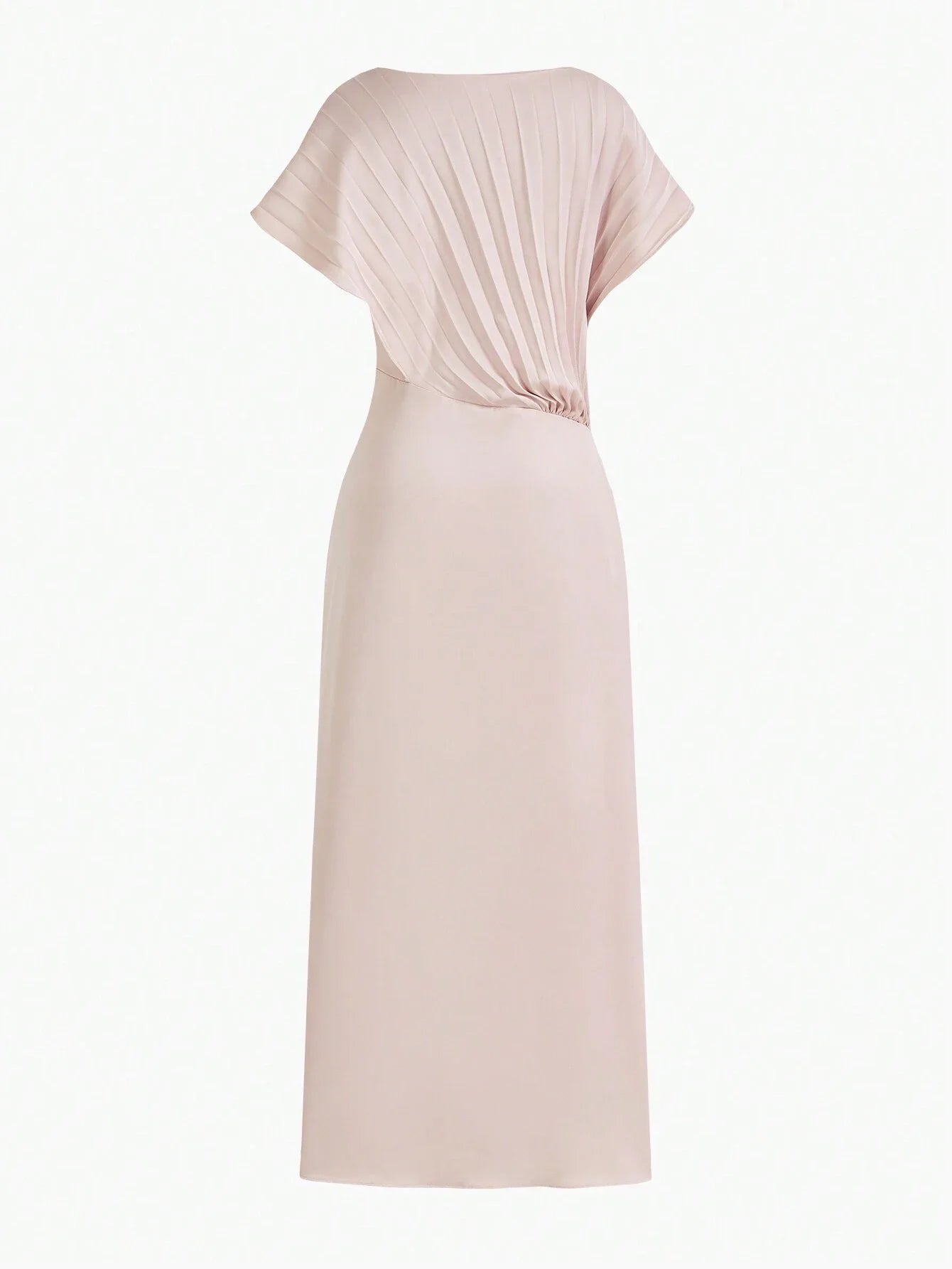 PREMIUM WOVEN WOMENS SOLID PLEATED BATWING SLEEVE DRESS WEDDING GUEST DRESS WOMEN