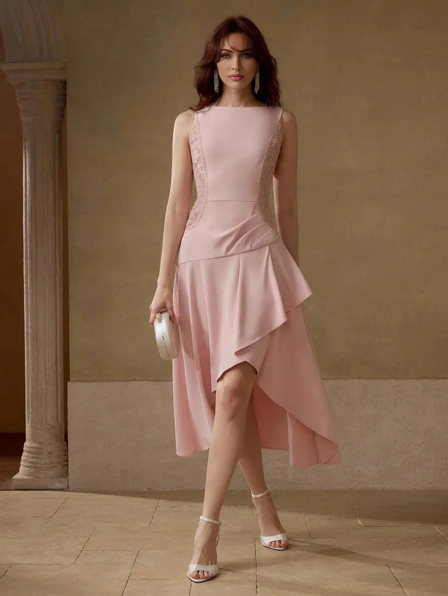 PREMIUM WRAP ASYMMETRICAL NECK DRESS