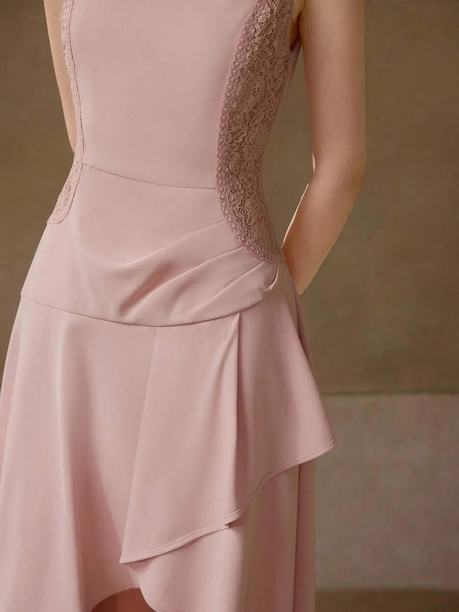 PREMIUM WRAP ASYMMETRICAL NECK DRESS