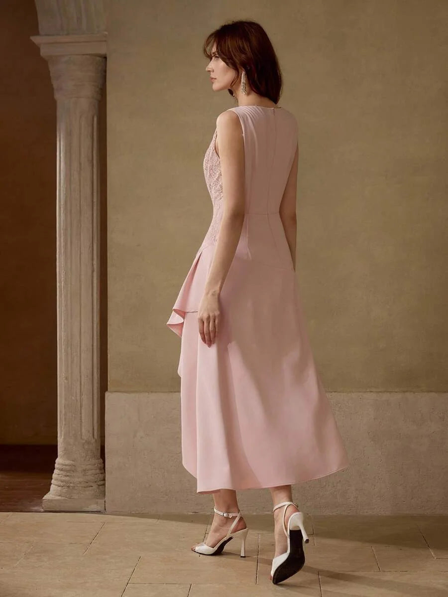 PREMIUM WRAP ASYMMETRICAL NECK DRESS