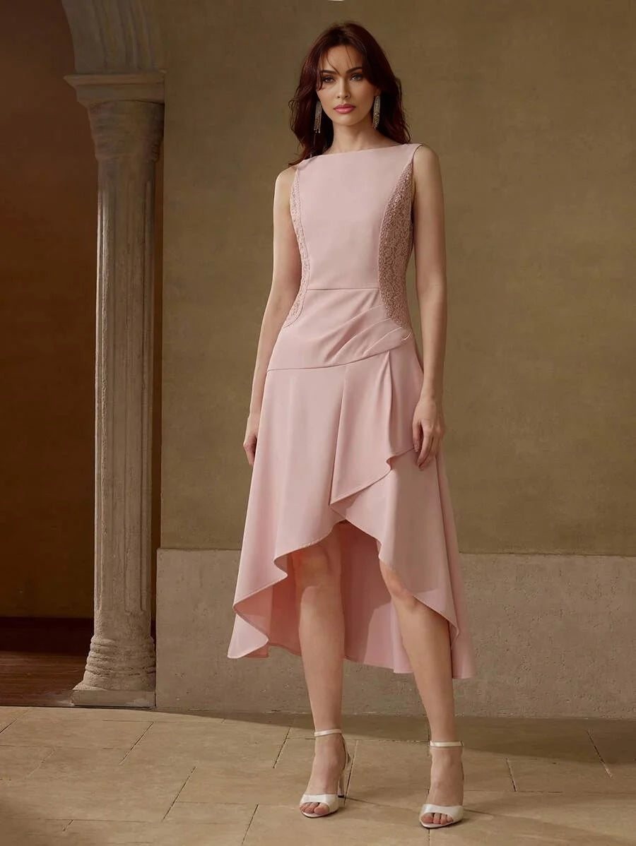 PREMIUM WRAP ASYMMETRICAL NECK DRESS