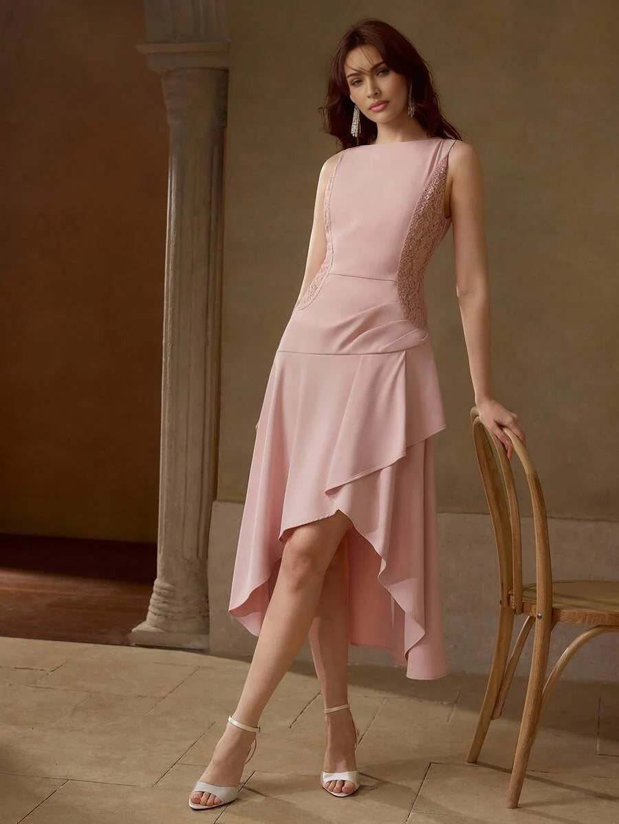 PREMIUM WRAP ASYMMETRICAL NECK DRESS