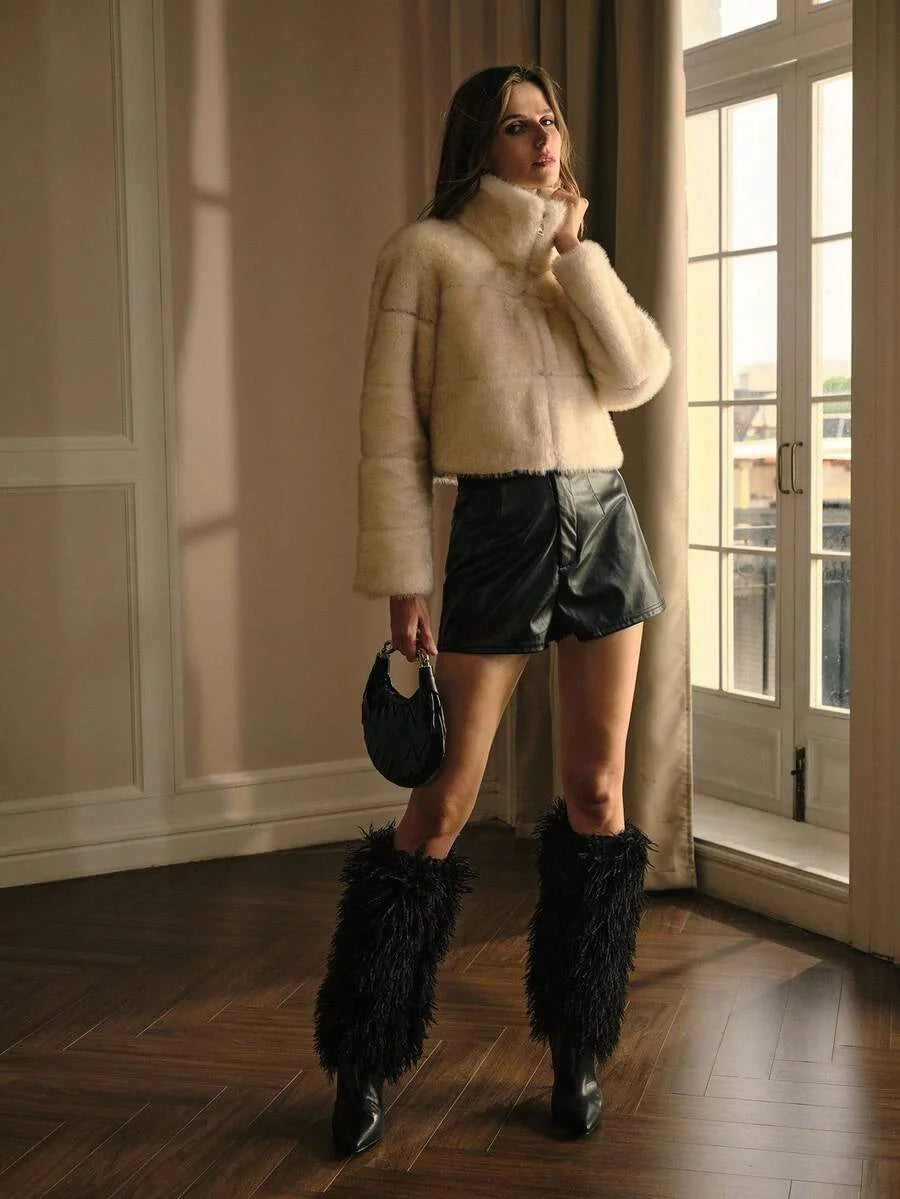 PREMIUM ZIP UP FAUX FUR COAT FALL WINTER