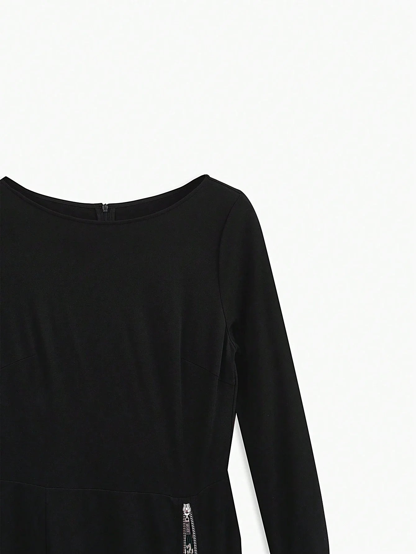 PREMIUM ZIPPER PLEATED MIDI DRESS WITHOUT BELT