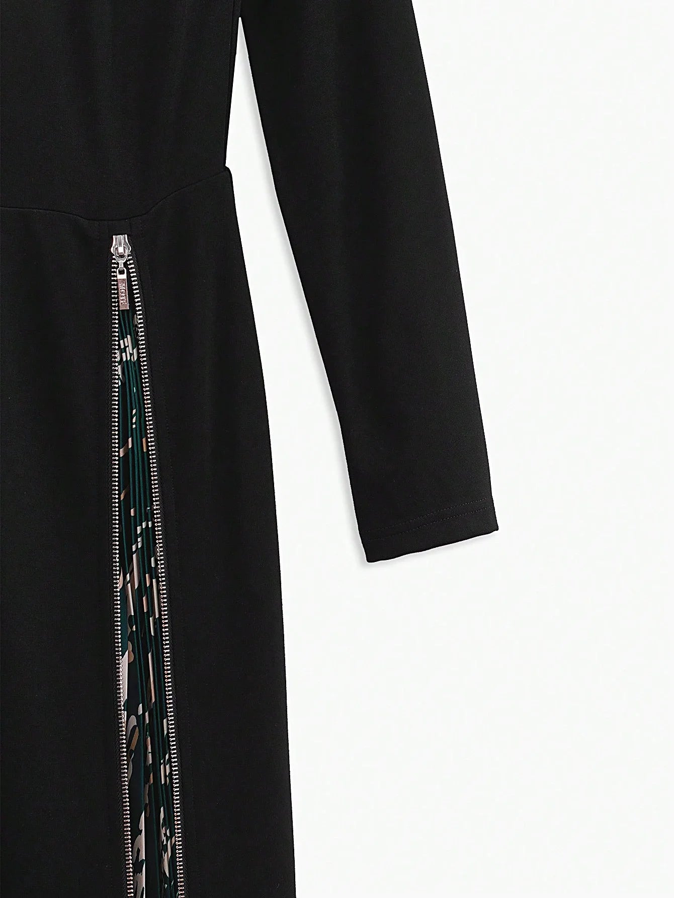 PREMIUM ZIPPER PLEATED MIDI DRESS WITHOUT BELT