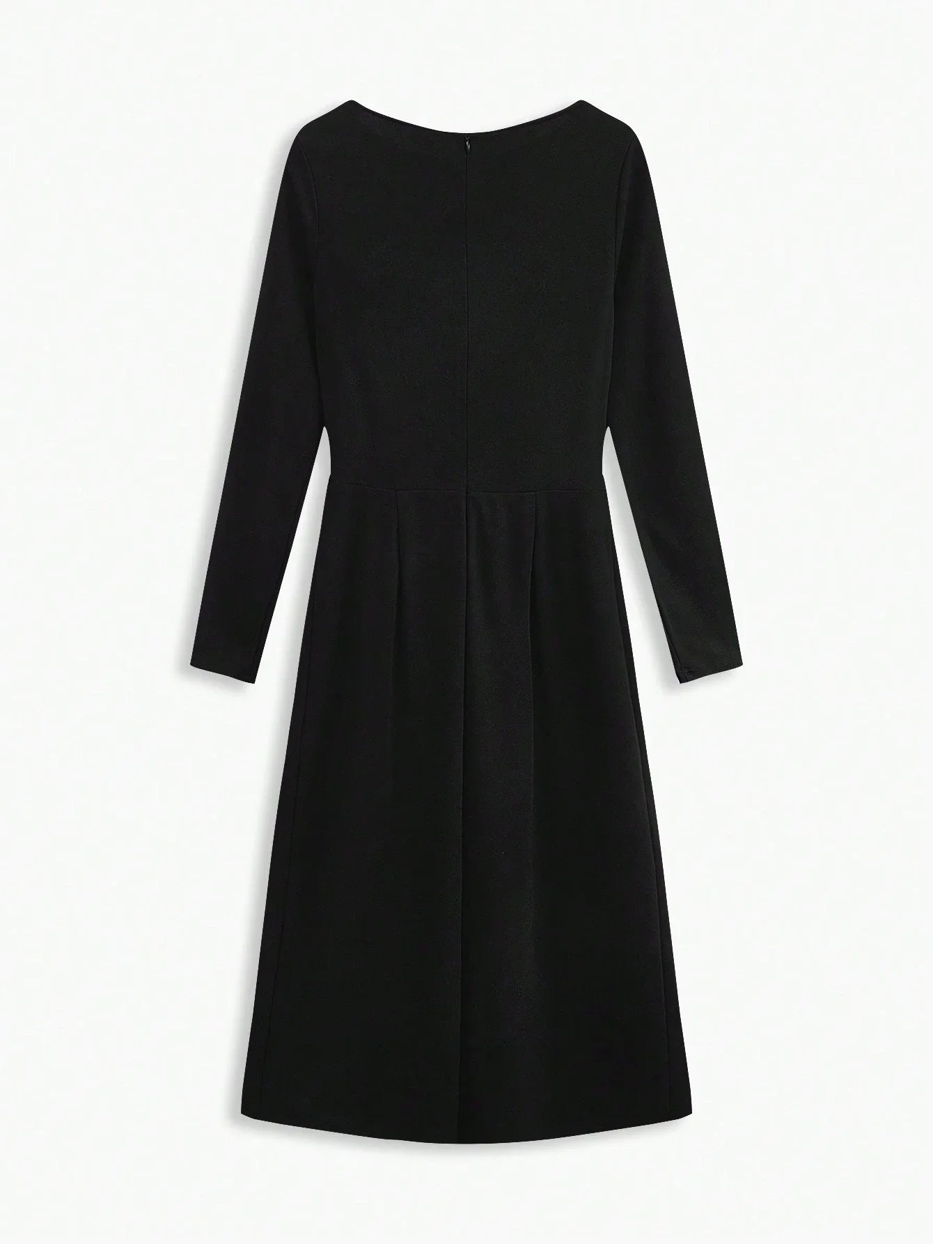 PREMIUM ZIPPER PLEATED MIDI DRESS WITHOUT BELT