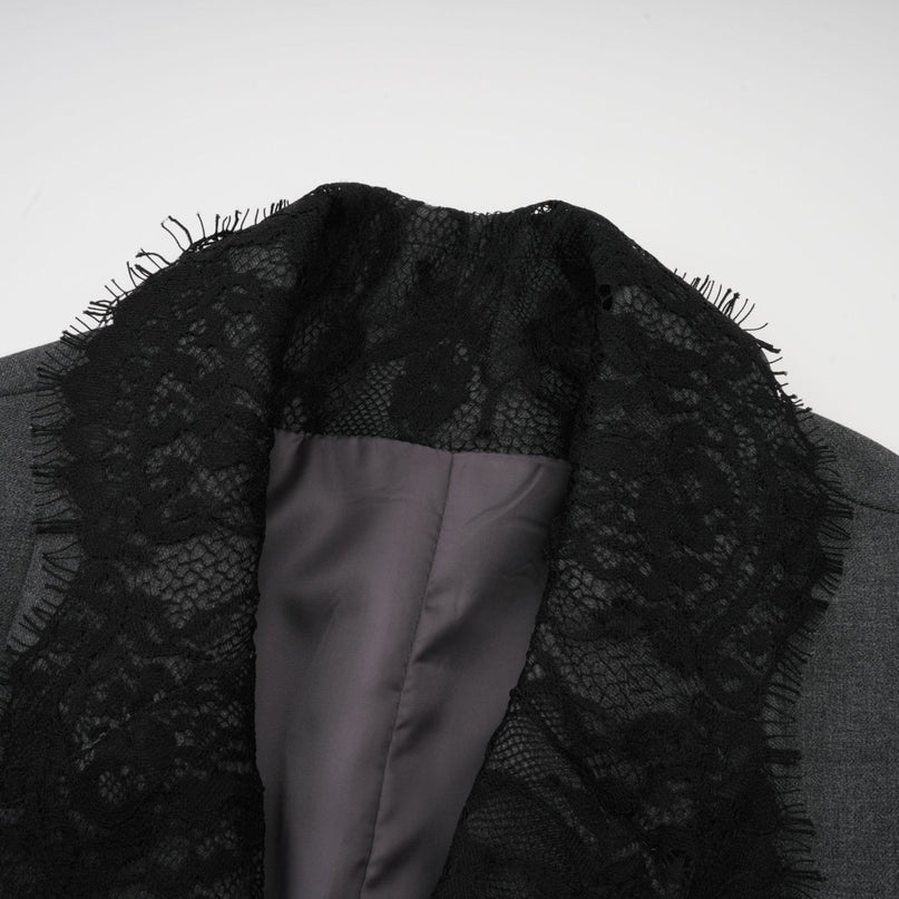 Presley Grey Lace Panel Blazer
