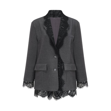 Presley Grey Lace Panel Blazer