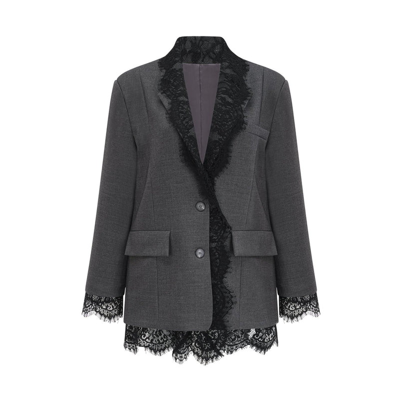 Presley Grey Lace Panel Blazer