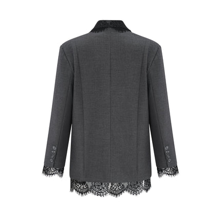 Presley Grey Lace Panel Blazer