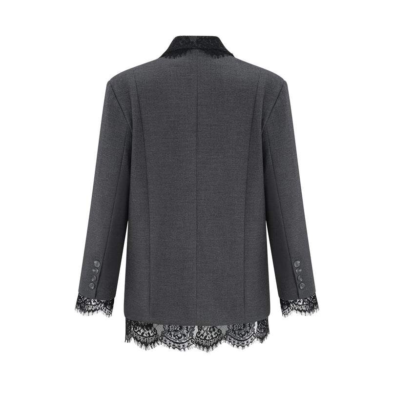 Presley Grey Lace Panel Blazer