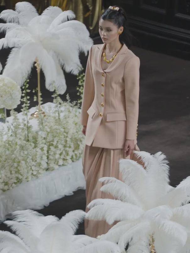 Diana Blazer Dress - Tailored Silhouette - Decorative Buttons - Flap Pockets - All-Day Comfort