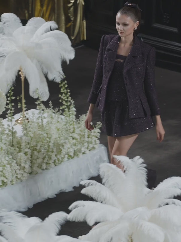 Domenica Mini Skirt - Relaxed Fit - High - Waisted Design - A - Line Style - Elastic Waistband For Comfort - Subtle Shimmer Detailing