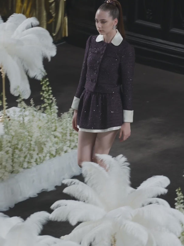 Mariateresa Skirt - Classic Skater Silhouette Style - Elastic Waistband Fit - Texture And Warmth From Polyester And Wool Fabric - Premium Quality