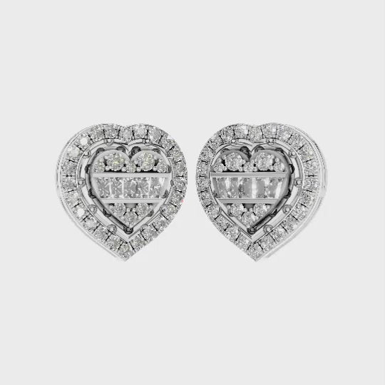 Customizable 18 Karat Real Gold Fine Heart-Shaped Natural Diamond Stud Earrings for Women OEM ODM Low MOQ from India Manufacturer