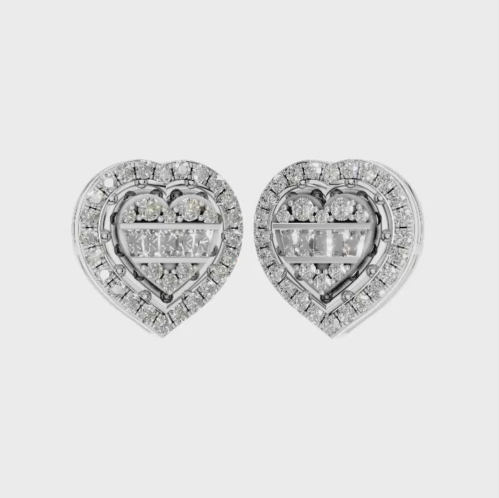925 Sterling Silver Heart-shaped Earrings with VVS D Moissanite Baguette Accents for Women - Luxury Trendy OEM Engagement and Wedding Earrings