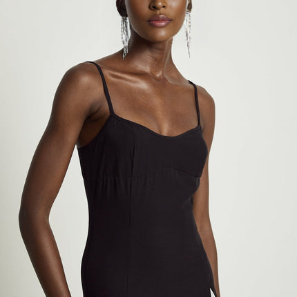 Primula And Maxi Dress Black & White Elegant Sleeveless Silhouette Round Neckline Spaghetti Straps Colorblock Design Pleated Skirt Side Zipper Closure Maxi-Length Cut Terylene Fiber Formal Evening Chic Summer Nights