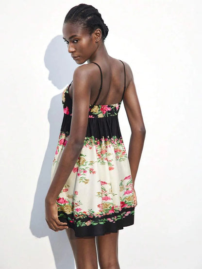 Printed Pattern Spaghetti Strap Casual Dress Comfortable amp Versatile For Summer