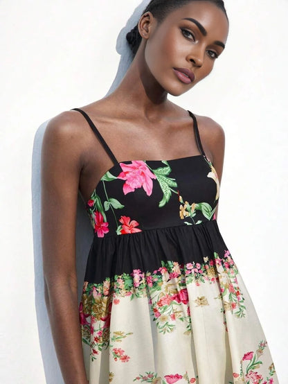 Printed Pattern Spaghetti Strap Casual Dress Comfortable amp Versatile For Summer