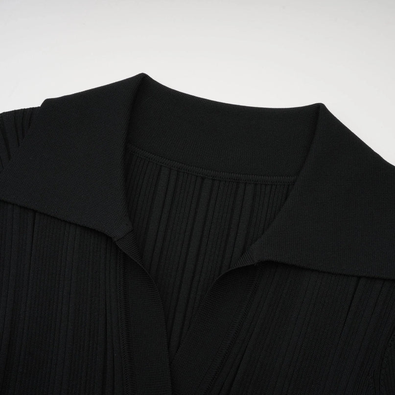 Priscille black ruffled midi dress