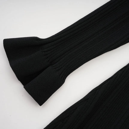 Priscille black ruffled midi dress