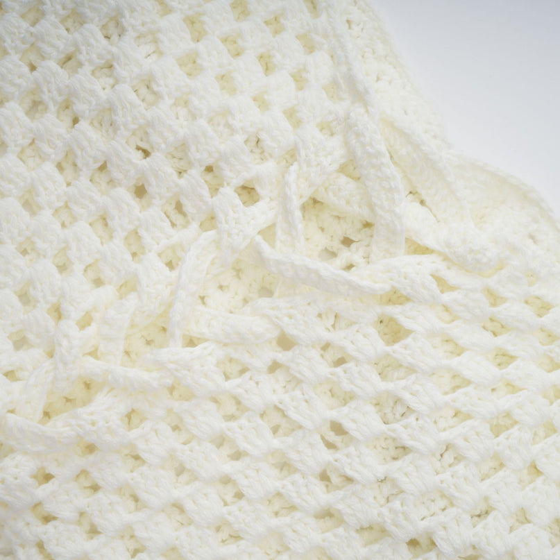 Prunelle Crochet Knit Two-Piece Top and Skirt Set in Neutrals