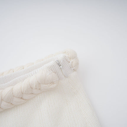 Prunelle Crochet Knit Two-Piece Top and Skirt Set in Neutrals