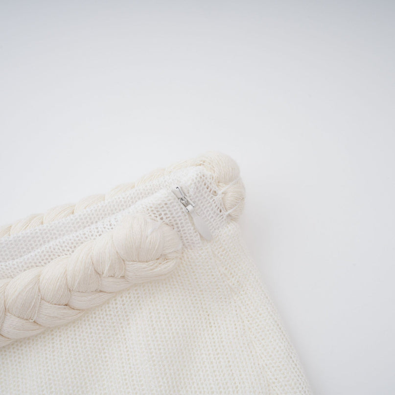 Prunelle Crochet Knit Two-Piece Top and Skirt Set in Neutrals
