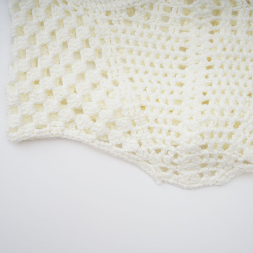 Prunelle Crochet Knit Two-Piece Top and Skirt Set in Neutrals