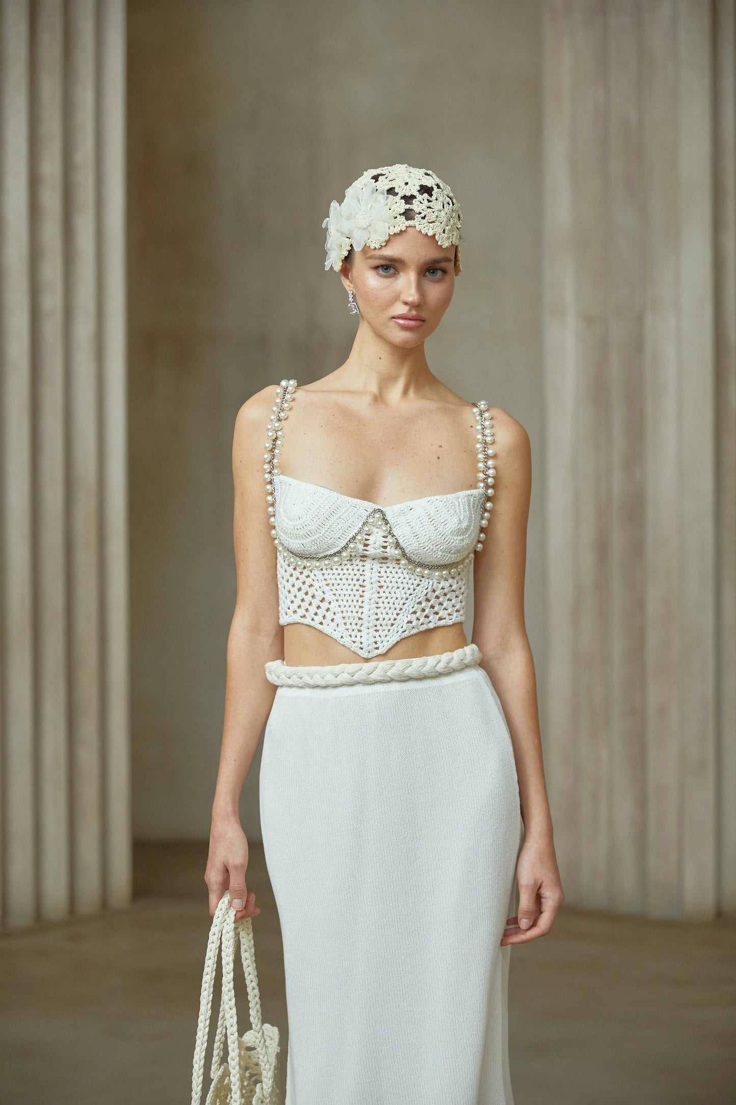 Prunelle Crochet Knit TwoPiece Top and Skirt Set