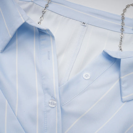 Rachel Blue Stripe Off-Shoulder Blouse