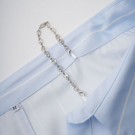 Rachel Blue Striped Off-Shoulder Blouse with Three-Quarter Sleeves