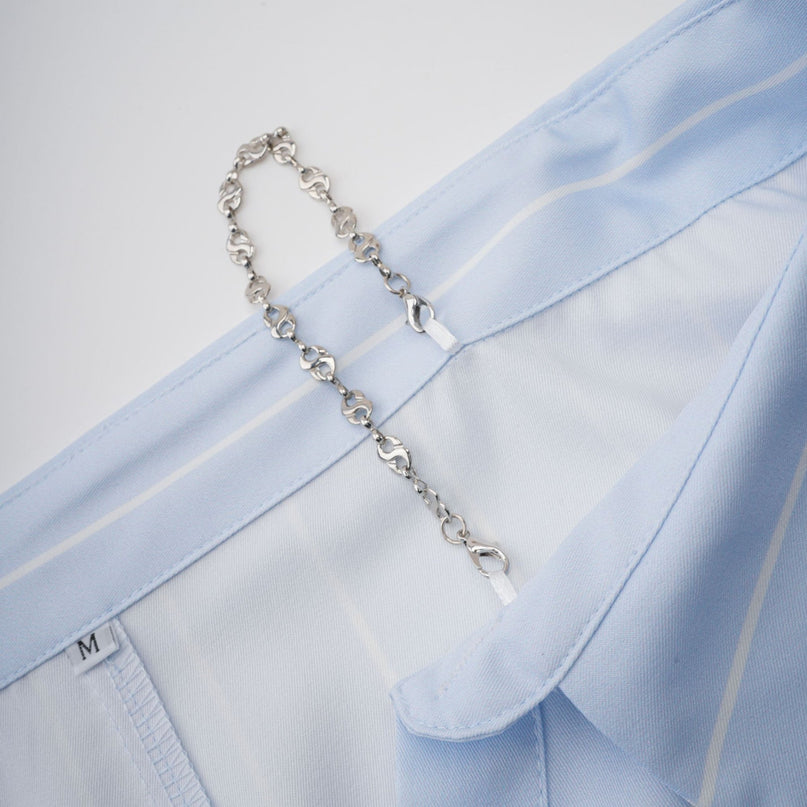 Rachel Blue Striped Off-Shoulder Blouse with Three-Quarter Sleeves