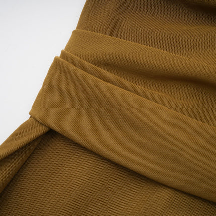 Rachel Olive Green Maxi Dress with Crossover Neck and Backless Design