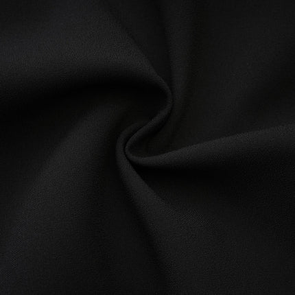 Raegan Black Wool Mini Dress with Shoulder Pad Elegance and Buckle Detailing