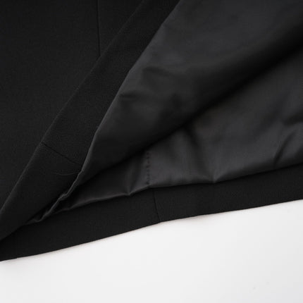 Raegan Black Wool Mini Dress with Shoulder Pad Elegance and Buckle Detailing